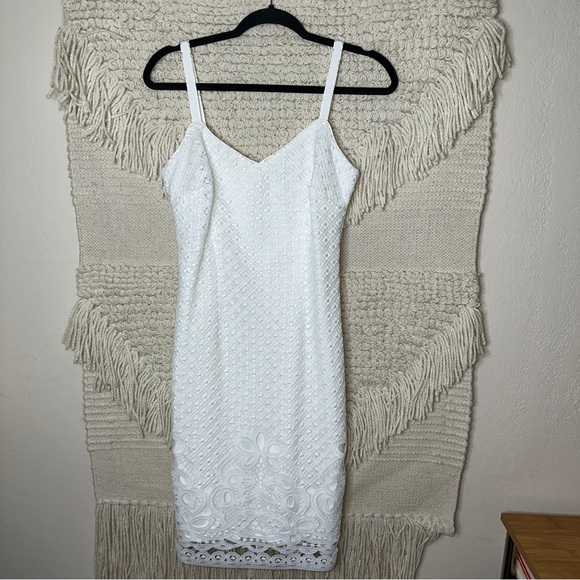 WHITE HOUSE BLACK MARKET white lace sleeveless sheath dress 0 - Picture 3 of 13